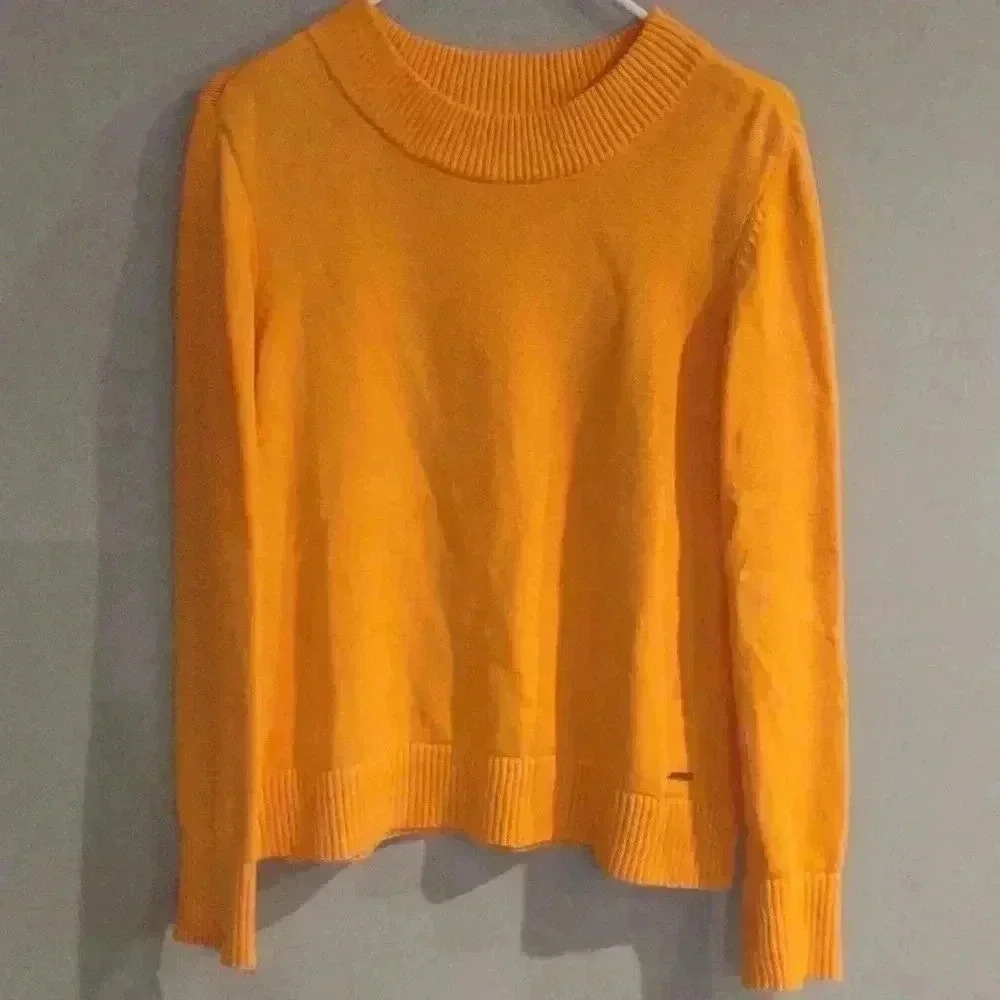Nautica bright peach(orange)‎ 100% cotton crew neck woman's sweater medium